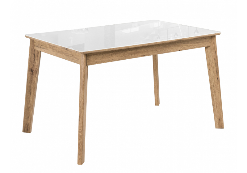 Стол стеклянный Арья белый / дуб монтана (80x74). 
