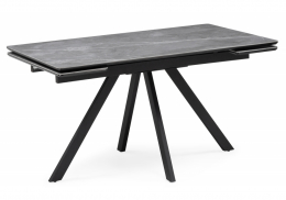 Керамический стол Вилли 140(200)х80 серый мрамор larka grey / черный (80x75)
