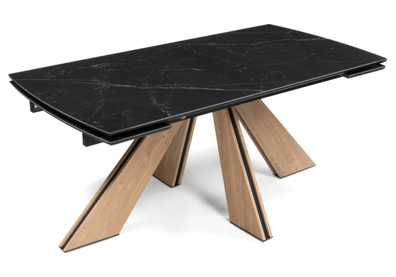 Керамический стол Шаннон 180(240)х90х79 черный мрамор / дуб монтана (90x79). 